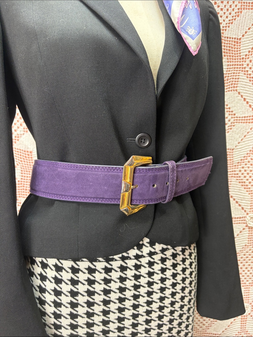 Vintage Purple Suede Statement Belt